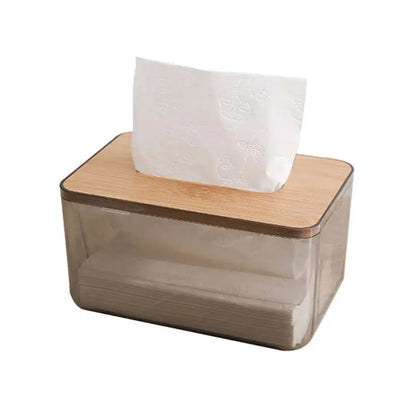 Bambus hölzerne Abdeckung Plastik Tissue Box Papierhalter Dispenser Home Storage Case