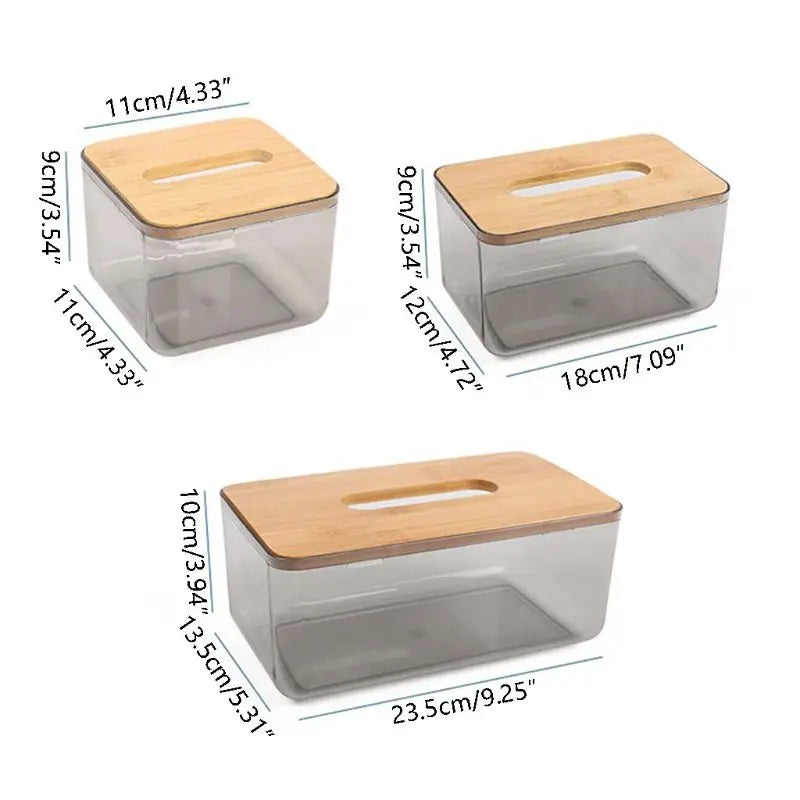 Bambus hölzerne Abdeckung Plastik Tissue Box Papierhalter Dispenser Home Storage Case