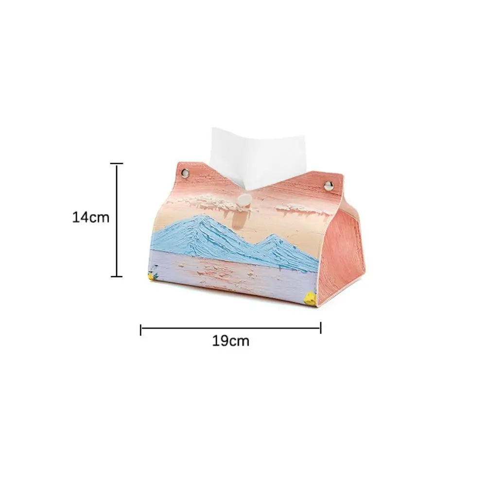 Ästhetische Leder rosa Tissue Case Large Storage Ölmalerei Papier Handtuch Box Creative Durable Serviettenhalter Home