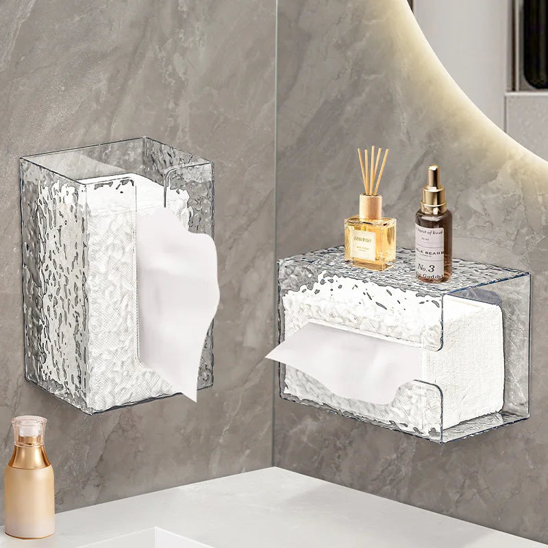 Badezimmer Tissue Box Wall-mounted Paper Case Glacier Style Face Wash Towel Storage Container Sanitary Paper Holder Acrylic Boxes